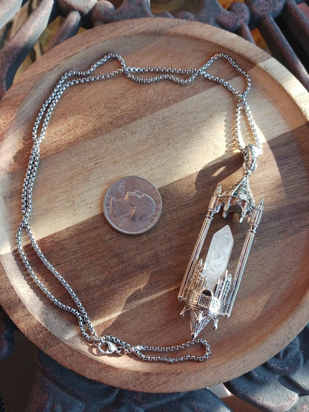 Gothic Castle Clear Quartz Point Pendant